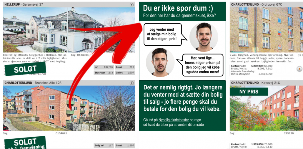 Her er annoncen blevet en del af indholdet og har fået et call to action på.