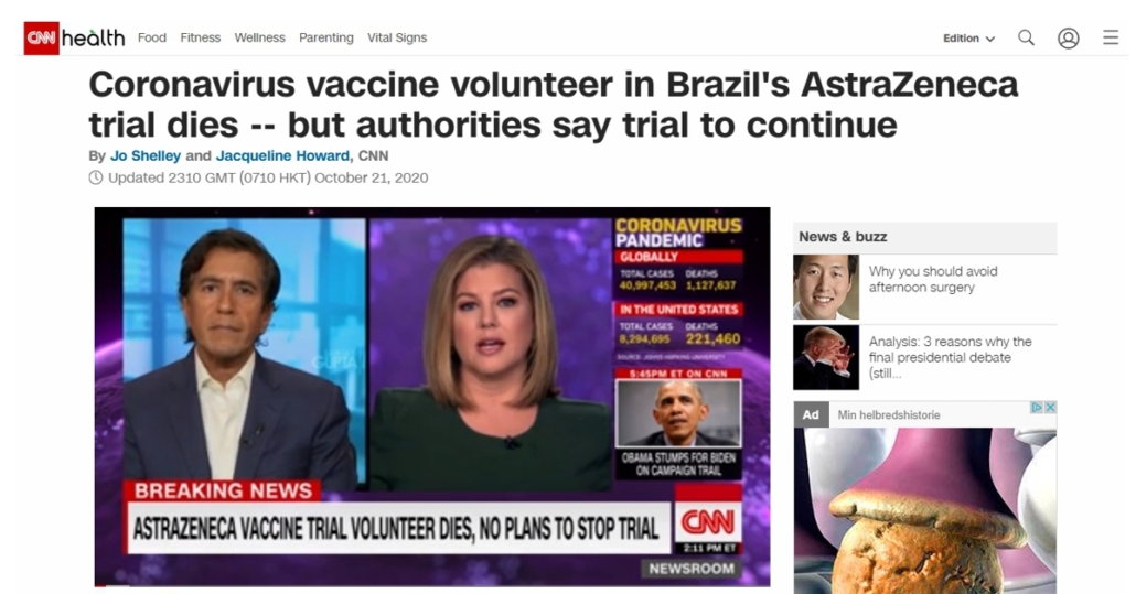 Deltager i covid-19-vaccineforsøg er død i Brasilien!